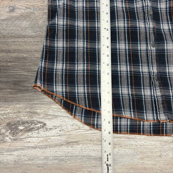 Carbon 2 Cobalt Blue Black Tartan Plaid Mens L Workwear Button Up Flannel Shirt‎ - Picture 7 of 8